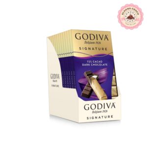 Godiva Chocolatier Signature Dark Chocolate Mini Bars, 72% Cacao, 3.1 oz, Pack of 12