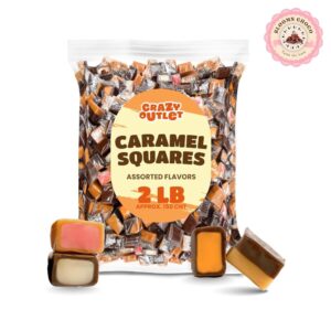 Caramel Cubes – Assorted Soft Filled Candy, Individually Wrapped, 2-Pound Bulk Pack (Approximately 150 Pieces)